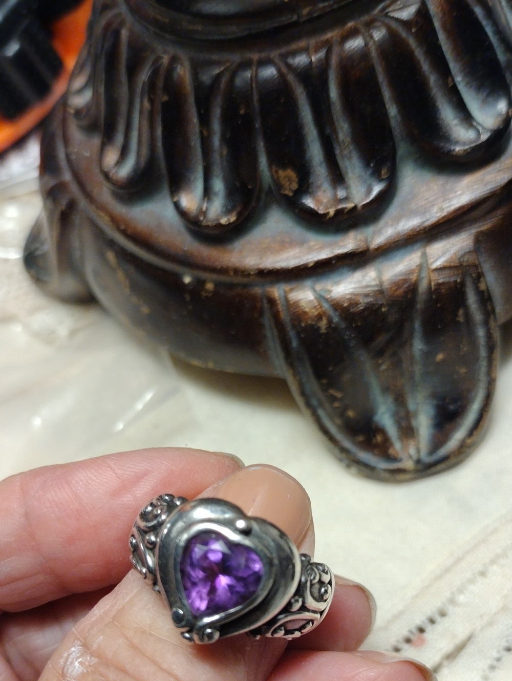 Sterling Silver Brighton Heart Ring with Purple Gem